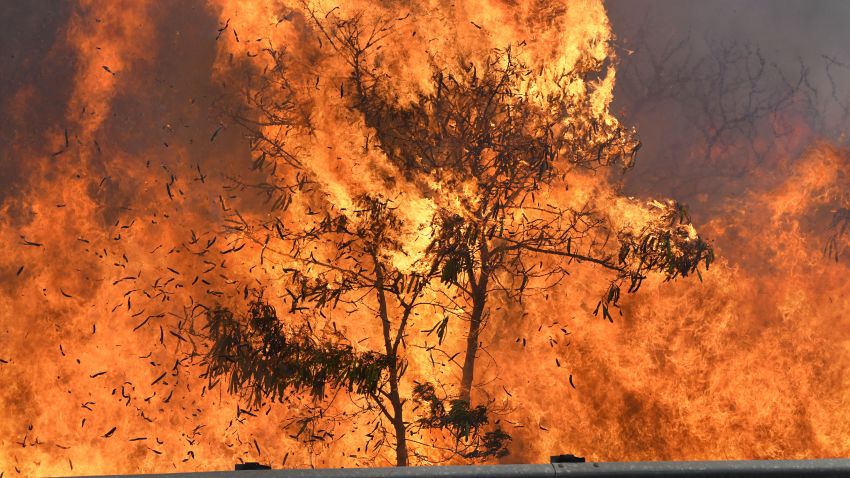 An out of control wildfire that began along a major Central Maui highway burns Thursday July 11, 2019, in Maui, Hawaii. Hawaii emergency officials ordered an evacuation on Maui due to the runaway brush fire. (Matthew Thayer/The News via AP)