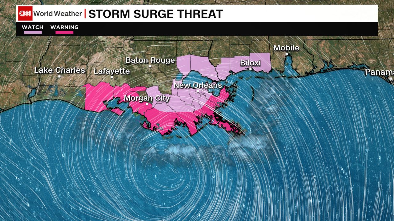 Storm surge is expected around the Gulf of Mexico.
