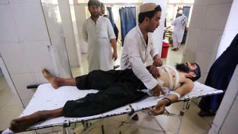 An injured man receives treatment at the hospital, after a suicide attack in Jalalabad, Afghanistan on July 12.