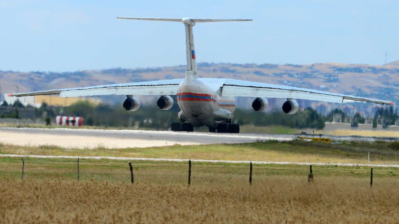 The Russian AN-124 cargo plane lands in Ankara on July 12 carrying parts of the S-400 system.