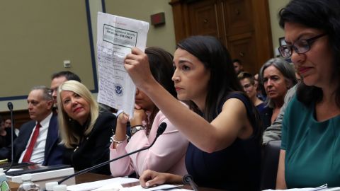 Rep. Alexandria Ocasio-Cortez holds a document as she speaks during a House Oversight and Reform Committee hearing July 12, 2019 (Photo by Win McNamee/Getty Images)