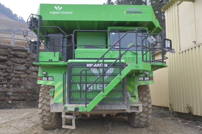 The drivers of the monster dump truck will get their own workouts to reach the cockpit of the vehicle -- they must climb up nine stairs.