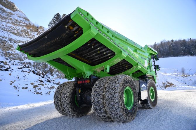 The truck is 110 tons heavy when fully loaded and powered by a 4.5-ton all-electric battery.