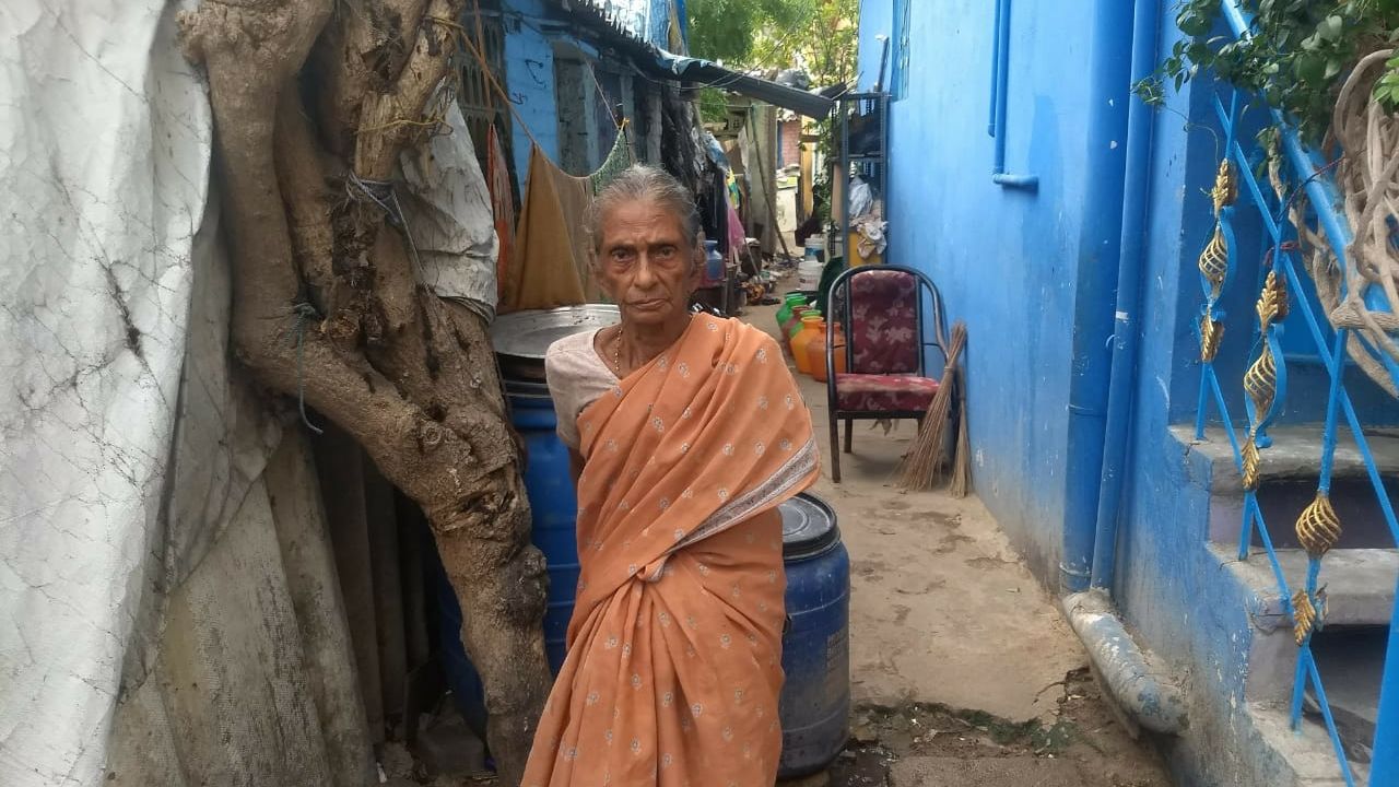 Muniamma K., 65, says she is struggling to access water on a daily basis.