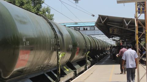 The first 50 wagons of water were brought by train into Chennai's Villivakkam railway station.
