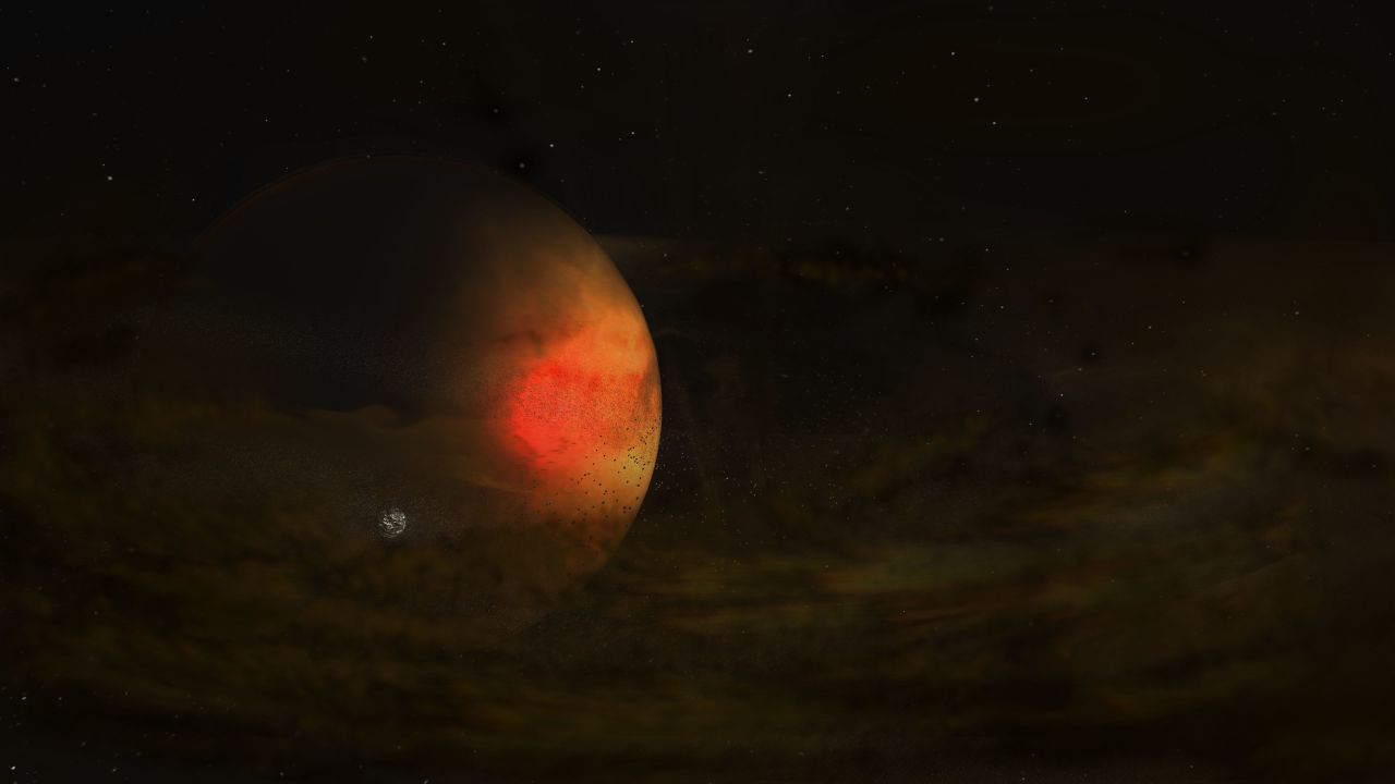 An artist's impression of a circumplanetary disk around PDS 70 c, a gas giant exoplanet in a star system 370 light-years away.