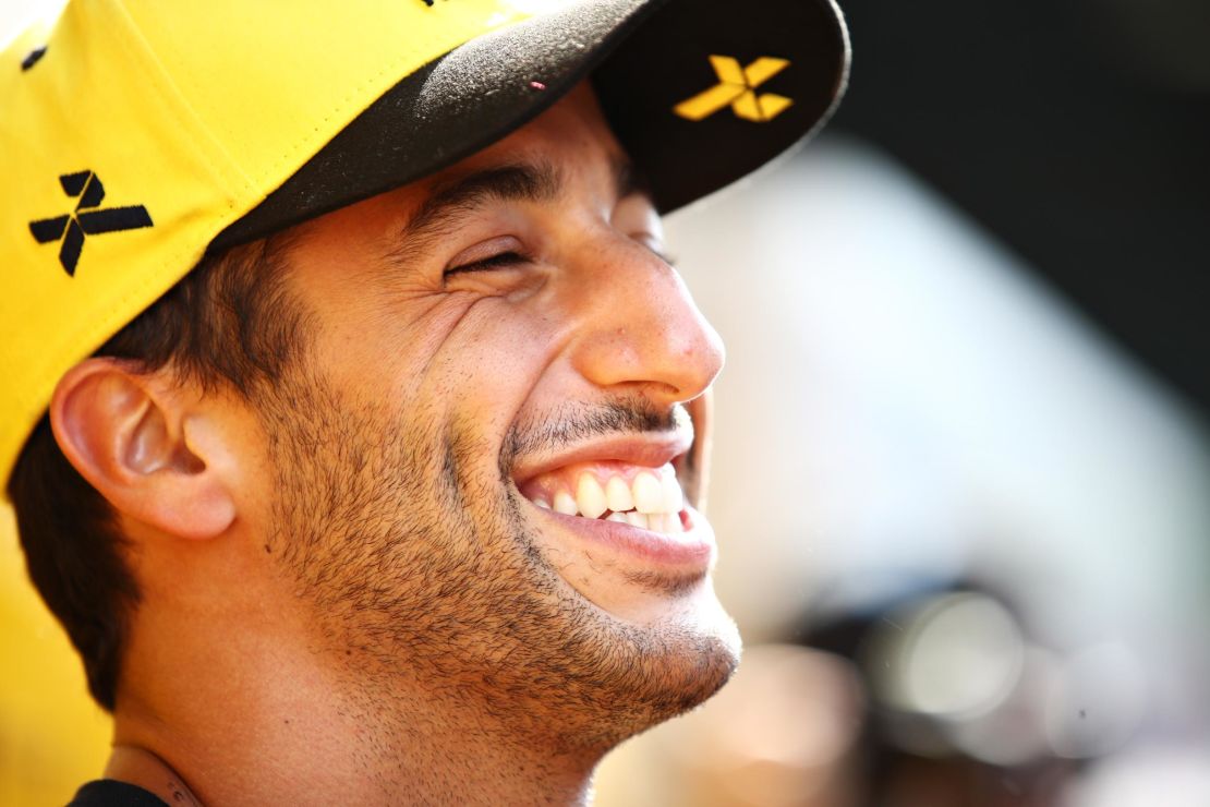 Ricciardo talks to the media in the paddock during ahead of the Austrian Grand Prix at Red Bull Ring on June 27, 2019 in Spielberg.