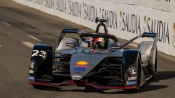 Sebastien Buemi in his Nissan e.dams entry led from start to finish to win an eventful New York City round of the Formula E championship. 