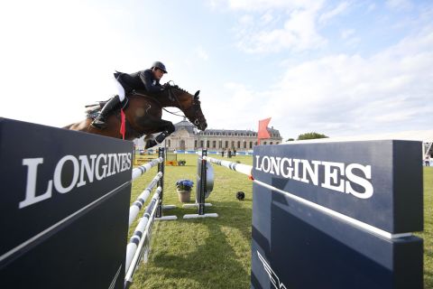 <strong>Chantilly:</strong> Darragh Kenny rode to victory on Balou du Reventon in front of the spectacular Chateau de Chantilly north of Paris.  