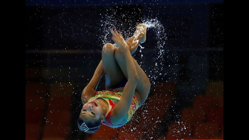 A memebr of the Singapore team competes during the 18th FINA World Championships in South Korea.