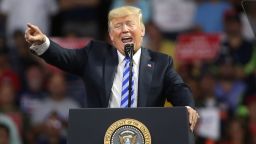 CHARLESTON, WV - AUGUST 21:  President Donald Trump speaks a rally at the Charleston Civic Center on August 21, 2018 in Charleston, West Virginia. Paul Manafort, a former campaign manager for Trump and a longtime political operative, was found guilty in a Washington court today of not paying taxes on more than $16 million in income and lying to banks where he was seeking loans.  (Photo by Spencer Platt/Getty Images)