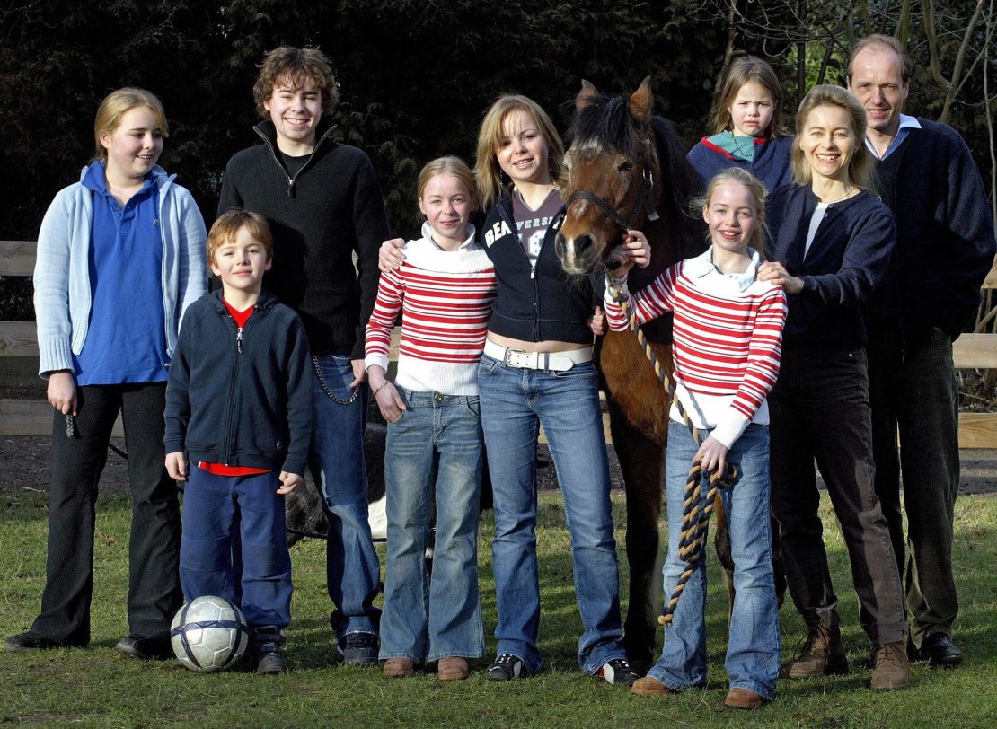 Ursula von der Leyen, who trained as a physician before going into politics, pictured with her husband and seven children in 2005. 