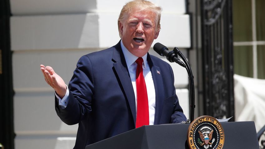 President Donald Trump speaks during a Made in America showcase event on the South Lawn of the White House, Monday, July 15, 2019, in Washington. (AP Photo/Alex Brandon)