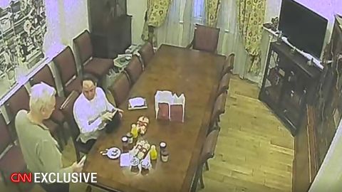 Julian Assange meets with German hacker Andrew Müller-Maguhn at the Ecuadorian Embassy in London. The hacker visited Assange at least 12 times before the 2016 election. The special counsel report on Russian meddling named Müller-Maguhn as a potential courier of hacked emails to Assange.