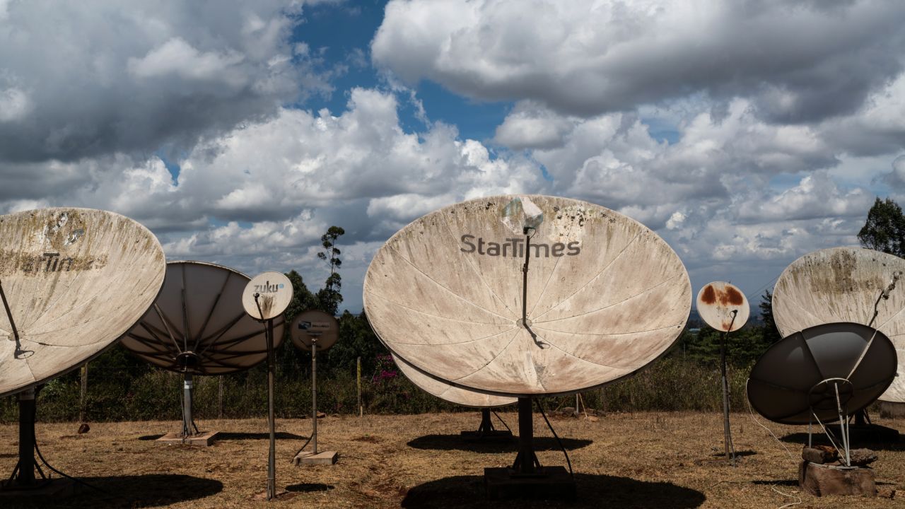 A StarTimes transmission site in Limuru, Kenya. Satellite dishes receive content from China, uplink it from Kenya, and beam it out across the country.