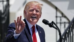 WASHINGTON, DC - JULY 15: U.S. President Donald Trump takes questions from reporters during his 'Made In America' product showcase at the White House July 15, 2019 in Washington, DC. Trump talked with American business owners during the 3rd annual showcase, one day after Tweeting that four Democratic congresswomen of color should "go back" to their own countries. (Photo by Chip Somodevilla/Getty Images)