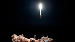 TOPSHOT - SpaceX Falcon 9 rocket with the company's Crew Dragon spacecraft onboard takes off during the Demo-1 mission, at the Kennedy Space Center in Florida on March 2, 2019. - SpaceX's new Crew Dragon astronaut capsule was on its way to the International Space Station Saturday, March 2, 2019, after it successfully launched from Florida on board a Falcon 9 rocket. With only a dummy named Ripley on board, the launch was a dress rehearsal for the first manned test flight -- scheduled for later this year with two NASA astronauts. (Photo by Jim WATSON / AFP)        (Photo credit should read JIM WATSON/AFP/Getty Images)