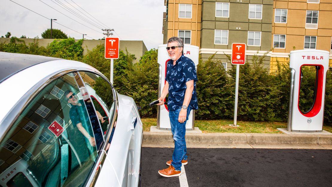 To save on expensive materials, Tesla Supercharger cables are only just long enough to reach if the car is pulled all the way into the space. I didn't always back in far enough.