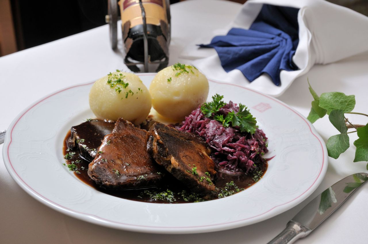 <strong>Sauerbraten: </strong>Traditionally horse meat was used in this pot roast, but beef and venison are often substituted.