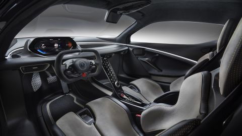The Evija's steering wheel is based on those used in race cars.