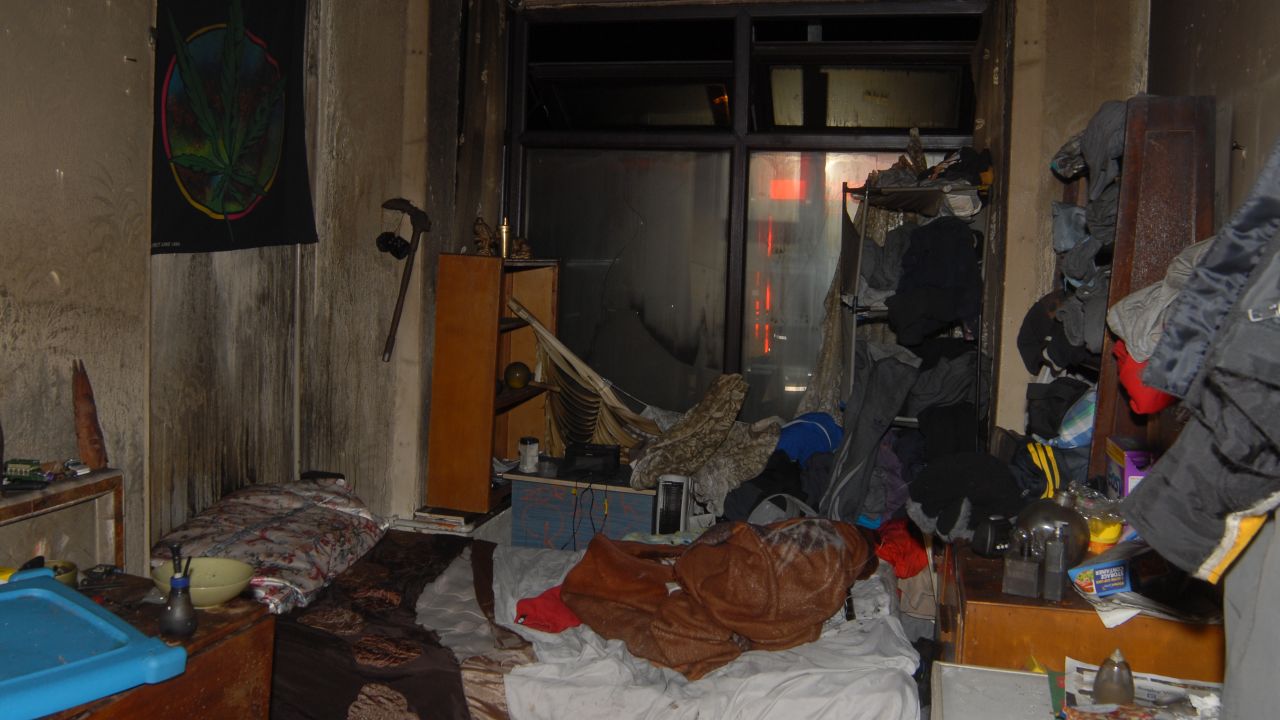 Inside a fire-damaged home where some of the victims had to live.