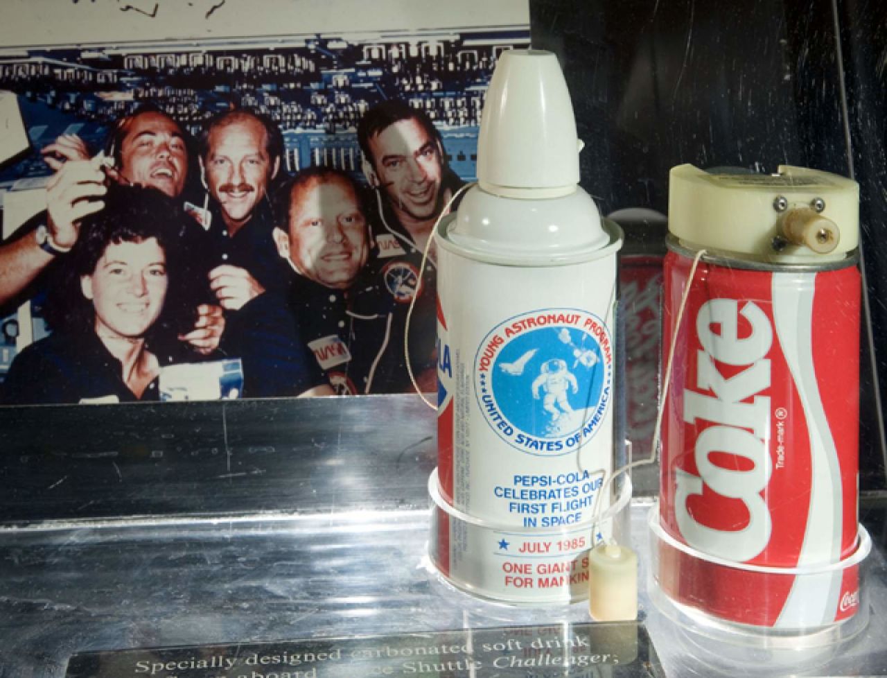 In the mid '80s, Coca-Cola and Pepsi went head to head to be the first cola in space. Each company developed its own can that could dispense soda in microgravity -- no small feat considering bubbles don't rise in space. In 1985, Space Shuttle Challenger took with it both products. The crew was unimpressed by drinking the room temperature colas.