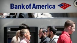 CHICAGO, ILLINOIS - APRIL 09: A sign hangs above an ATM machine outside of a Bank of America branch in the Loop on April 09, 2019 in Chicago, Illinois. The banking giant has announced that it will be raising the minimum wage for for its employees to $20-per-hour in increments over the next two years, beginning with a jump to $17-per-hour on May 1.   (Photo by Scott Olson/Getty Images)