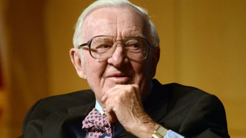 PHILADELPHIA, PA - APRIL 28: Retired Supreme Court Justice John Paul Stevens answers a question posed by Brooke Gladstone (not shown), Host and Managing Editor of National Public Radio newsmagazine at the National Constitution Center April 28 2014 in Philadelphia, Pennsylvania. Stevens discussed his new book, Six Amendments: How and Why We Should Change the Constitution. (Photo by William Thomas Cain/Getty Images)