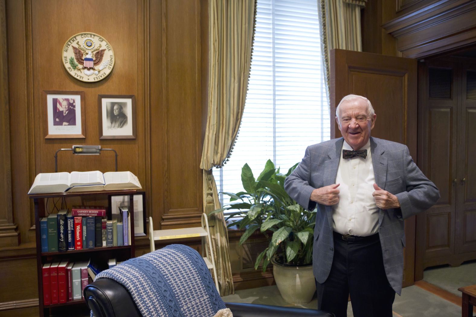 Stevens works in his office at the Supreme Court on September 28, 2011, after the release of his book "Five Chiefs: A Supreme Court Memoir," a personal reflection on the five chief justices he has known.