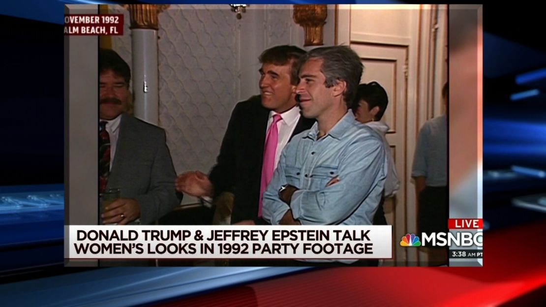 Donald Trump and Jeffrey Epstein, seen here at a 1992 party.
