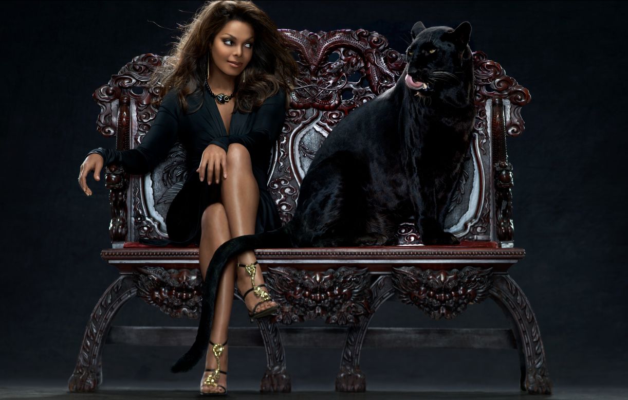 Klinko called panthers from this Janet Jackson shoot "scary as hell." Jackson was never in the same room as the big cats -- the two were juxtaposed on the couch in post-production. 