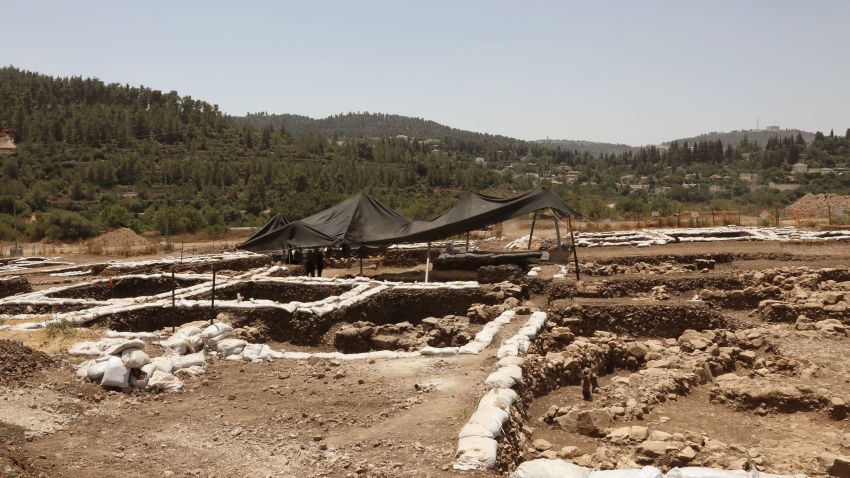 A photograph taken on July 16, 2019 shows a partial view of a settlement from the Neolithic Period (New Stone Age), discovered during archaeological excavations by the Israel Antiquities Authority near Motza Junction, about 5km west of Jerusalem. - The settlement is the largest known in Israel from that period and one of the largest of its kind in the region. (Photo by GALI TIBBON / AFP)        (Photo credit should read GALI TIBBON/AFP/Getty Images)
