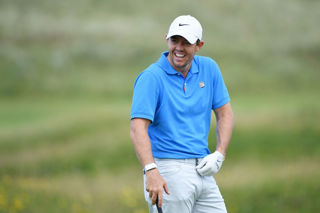 Rory McIlroy practices ahead of the 148th Open Championship at Royal Portrush.