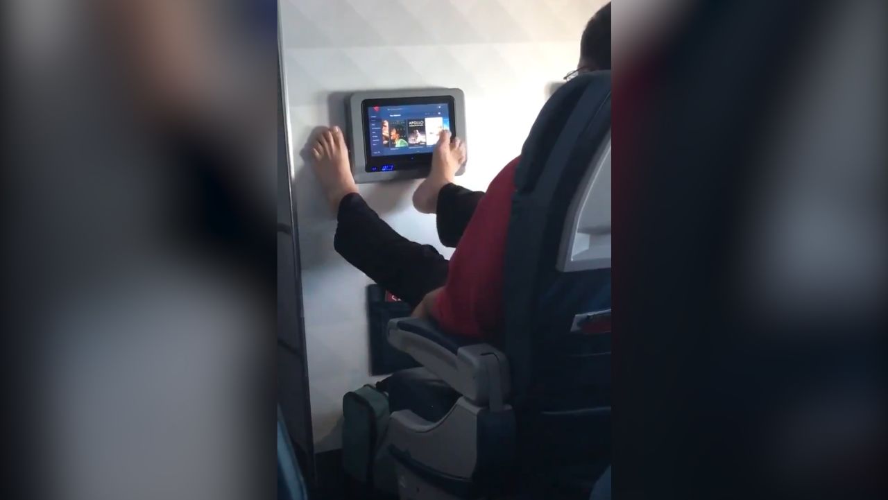 bare feet airplane tv