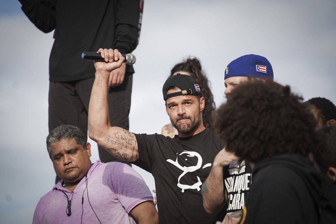 Puerto Rican singer Ricky Martin joined protesters demanding Gov. Ricardo Rossello resign.
