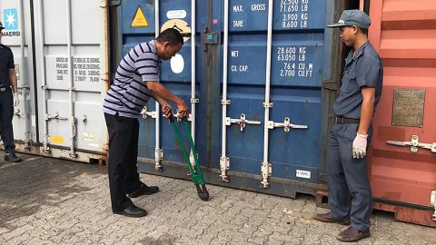 Shipping containers full of plastic waste were found in Sihanoukville port on July 16, 2019.