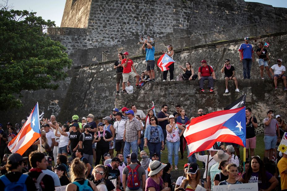 People gather to demand Rosselló's resignation on July 17.