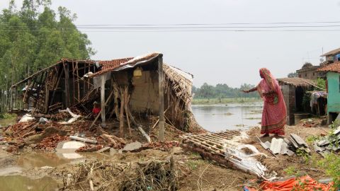 A devastated house in the Rautahat district of Nepal on July 17, 2019.