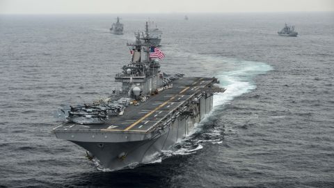 U.S. Navy amphibious assault ship USS Boxer (LHD 4) transits the East Sea on March 8, 2016 during Exercise Ssang Yong 2016. 