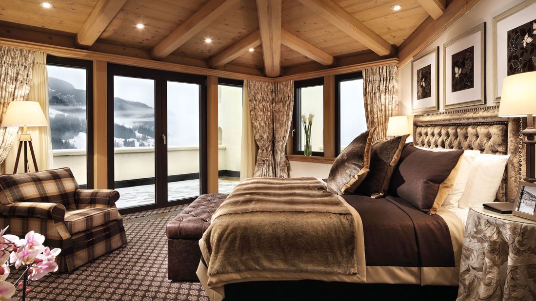 <strong>Gstaad Palace, Switzerland: </strong>An impressive mountain panorama awaits in the three-bedroom penthouse suite. 