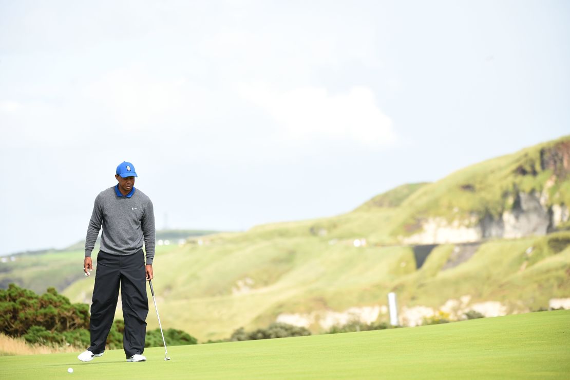 Tiger Woods' round began to go downhill at the fifth.