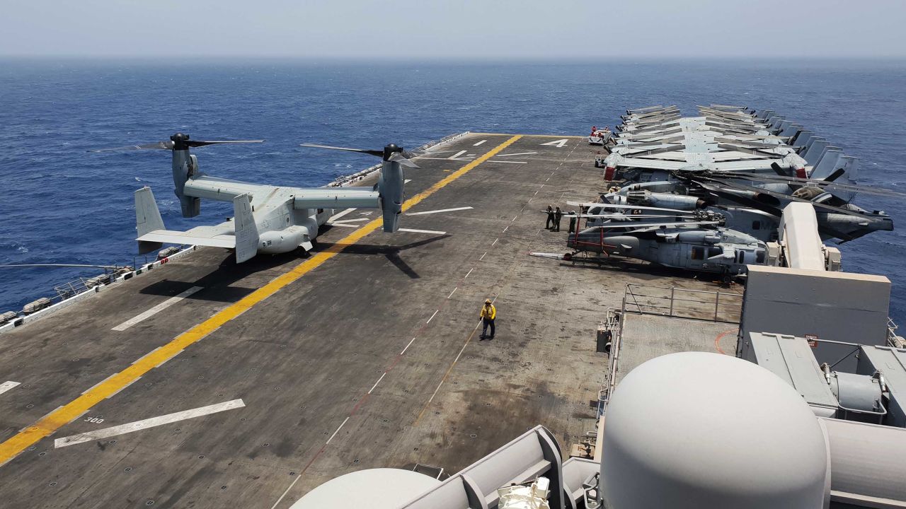 The USS Boxer's flight deck covers 2.2 acres. On the flight deck and inside its belly, the vessel carries the following aircraft: The Harrier, the Osprey, the Sea Hawk and the Sea Stallion.