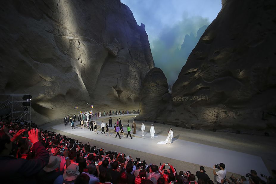 Presentation of Pierre Cardin's Spring 2017 collection at the Yellow River Stone Forest National Geological Park in Baiyin, China, 2016.