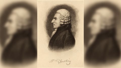 Engraved portrait of early American Supreme Court Justice William Cushing (1832 - 1910).