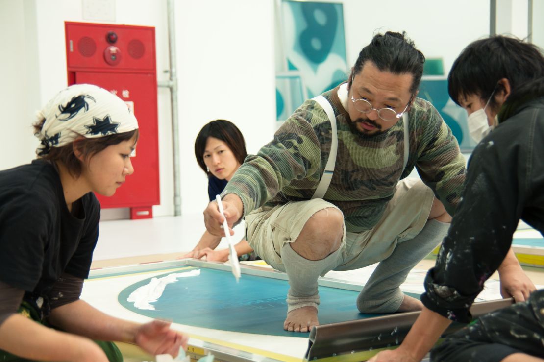 Takashi Murakami in the studio.