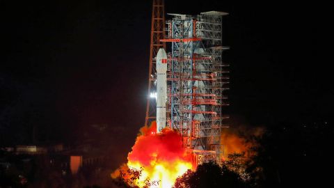 A Long March 3B rocket lifts off from  Xichang, in China's southwestern Sichuan province,  on December 8.
