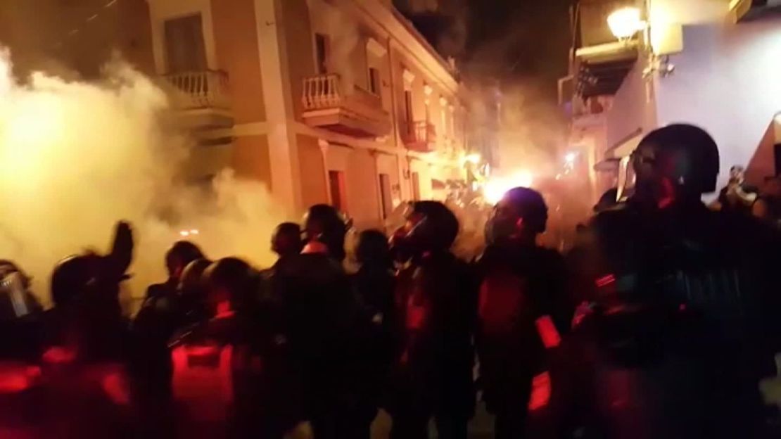 Protesters took to the streets of San Juan on Friday night.