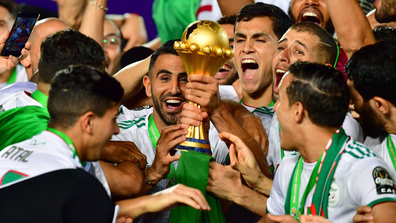 Algeria lift the Africa Cup of Nations trophy for the second time in the country's history.
