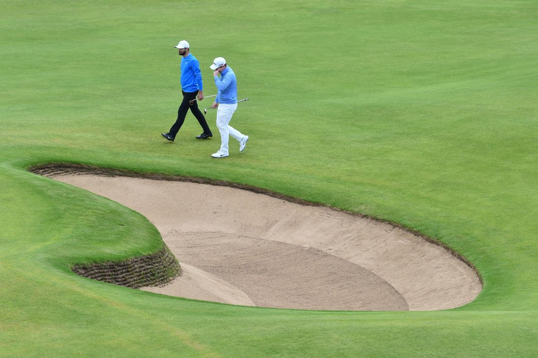 Kyle Stanley (left) and Robert MacIntyre walked together during the Open Friday. 