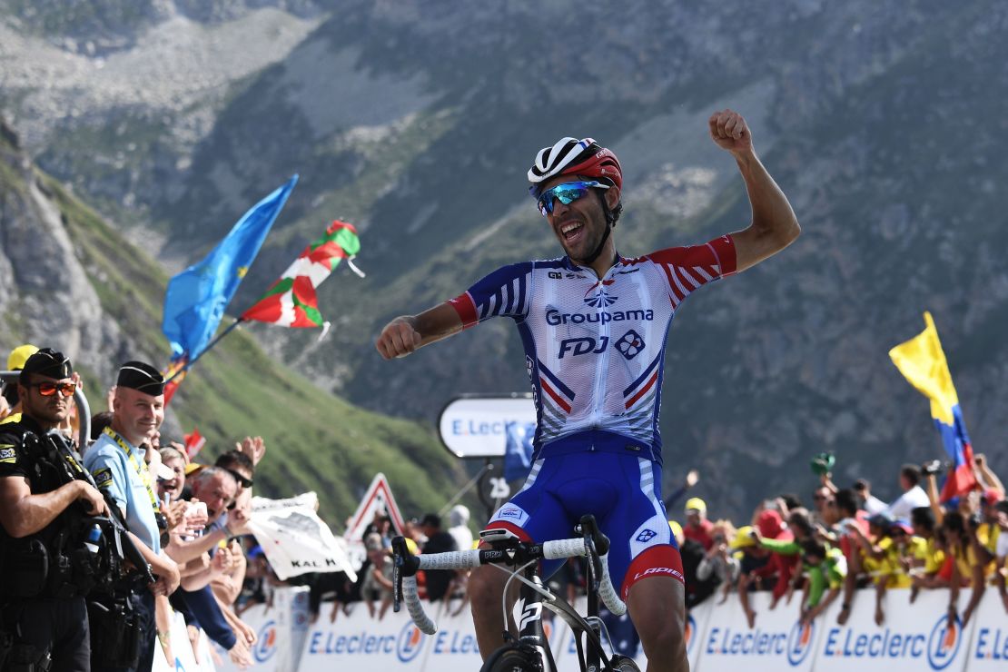 Thibaut Pinot won the 14th stage of the Tour de France Saturday. 